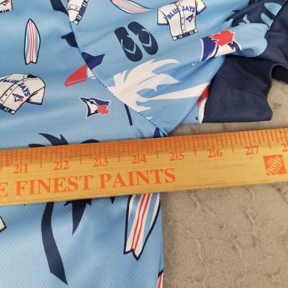 Toronto Blue Jays Shirt Mens XL Blue MLB Baseball Hawaiian Button Up Tropical - Picture 13 of 16